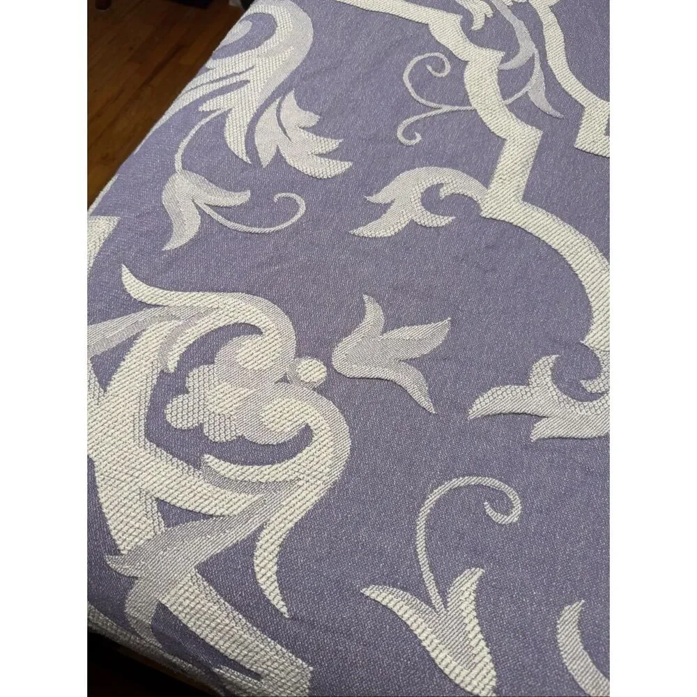 Queen Size 100% Cotton Bedspread Coverlet + Two Square Shams Purple and White